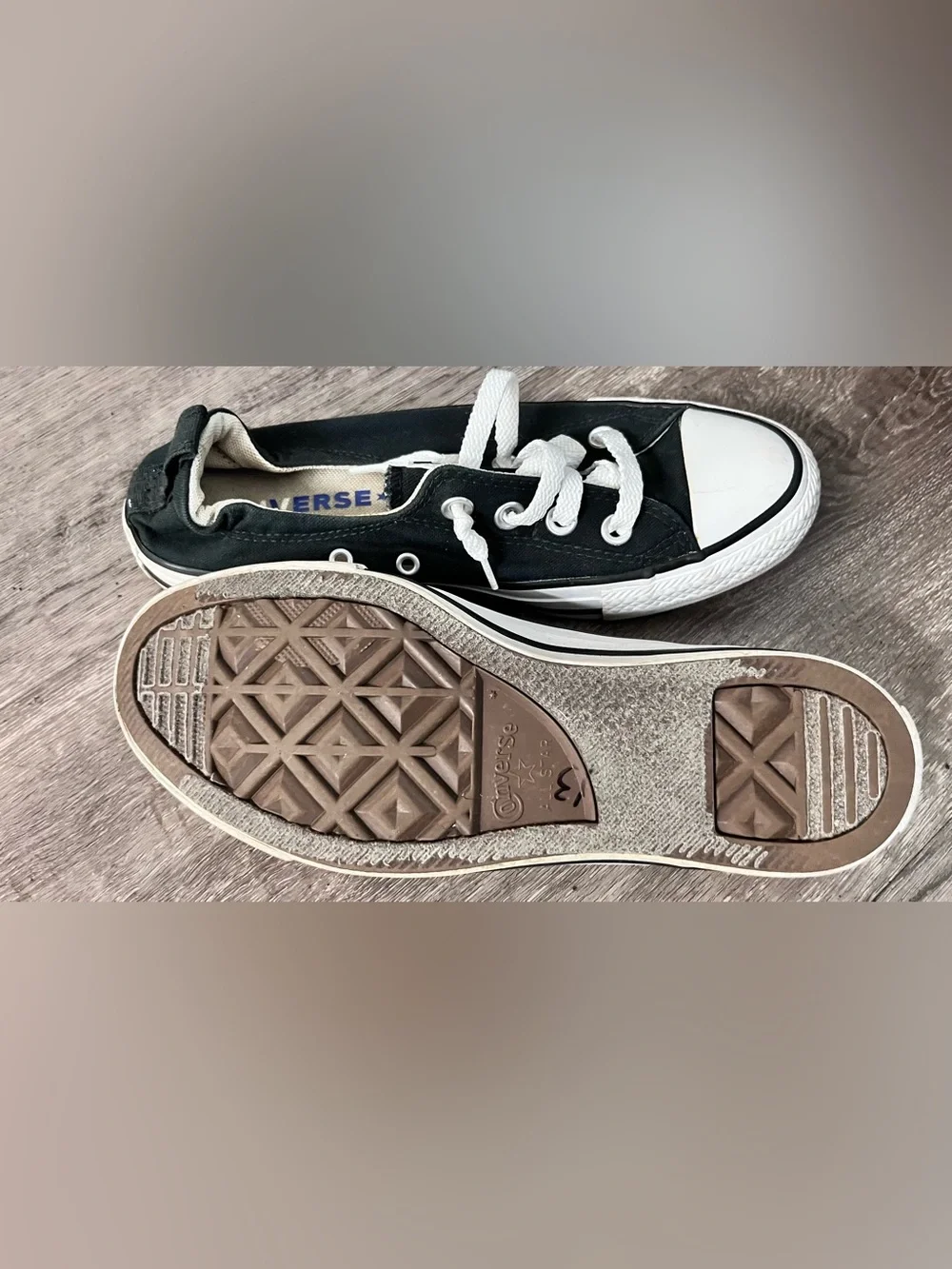 Classic Black Low Top Canvas converse elastic top Sneakers black white Accents - Picture 4 of 9